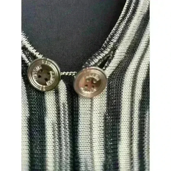 KAREN MILLEN 1 Vintage Grey Multi Zig Zag Knit Croche Midi Jumper Dress - Picture 3 of 5